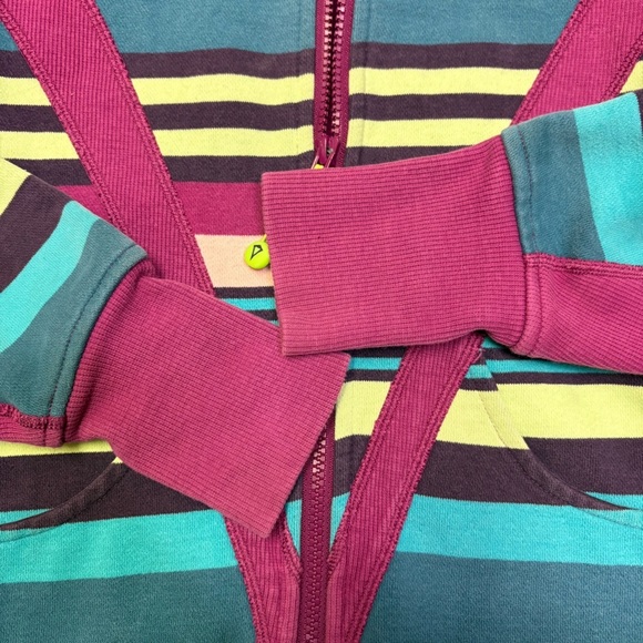 Ivivva Girls 14 Lululemon Scuba Style Hooded Zip Up Sweater Striped Purple Pink - Picture 3 of 6